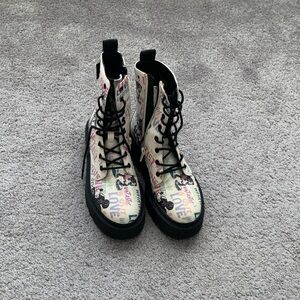 Zara Kids Cream and Black Combat Boots